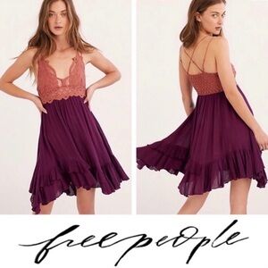 Free People Plum and Coral Mini Dress